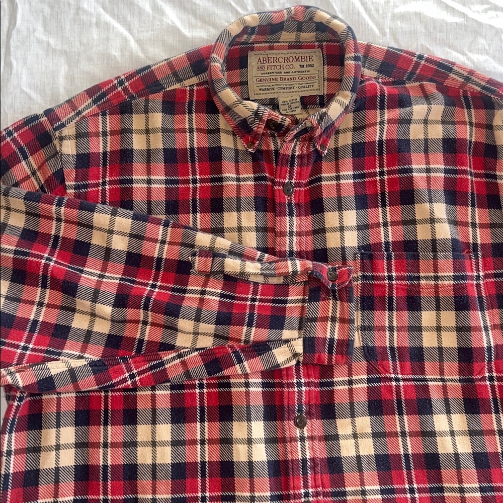 Vtg Abercrombie & Fitch Thick Flannel Shirt Jacket Heavyweight Men's XL 90s Y2K